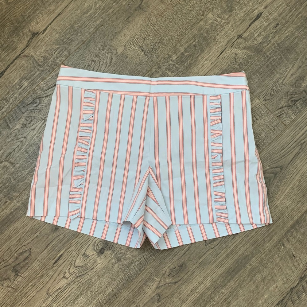 LOFT Blue Striped Shorts with Ruffle Front Size 6